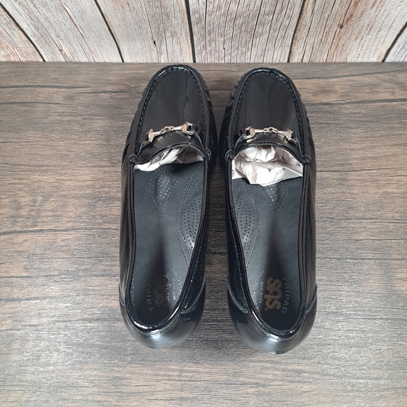 SAS Patent Leather Moc Loafer Slip On Black Women's 9.5 WW Tripad - Picture 6 of 9